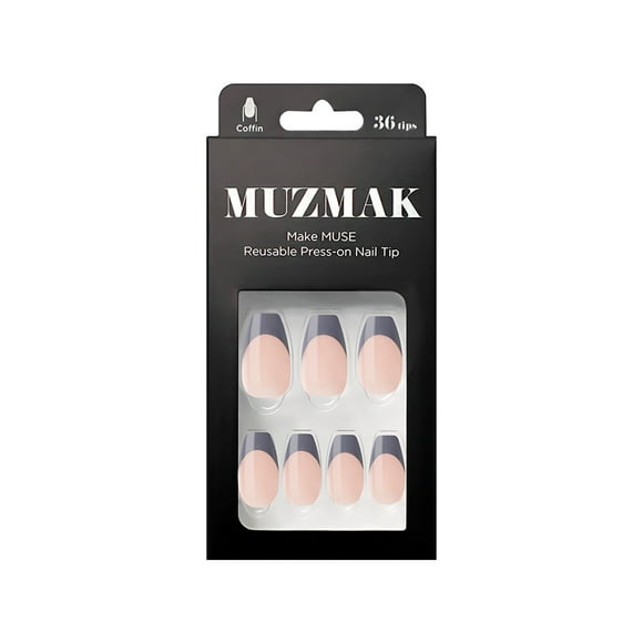 - Uñas Press On Purple Gray Coffin 36 U.