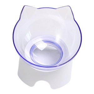 Ioensy - Cuencos Elevados De Comida Para Gatos Con Soporte Dispensador Alimentador Cuenco Elevado Transparente
