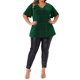 thumbnail image 2 of Agnes Orinda Blusas para Mujer Tallas Grandes Cuello en V Metálico Manga Corta Camiseta Tops de Fiesta 2X Verde, 2 of 6