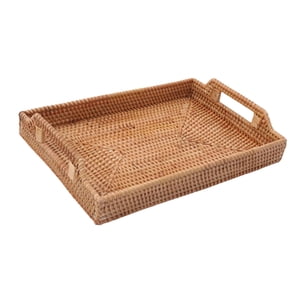 Bothyi - Bandeja De Almacenamiento De Mimbre Tejida A Mano, Cesta De Mimbre Natural Para Pan, Cena, Cocina, 34X24X7Cm