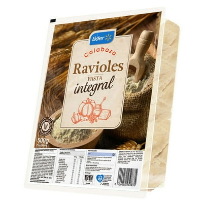 Pasta Fresca Ravioles Integrales Calabaza 500 G Lider