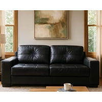 Amuv - Sofa De Cuero Ferrara 200 Cm Negro