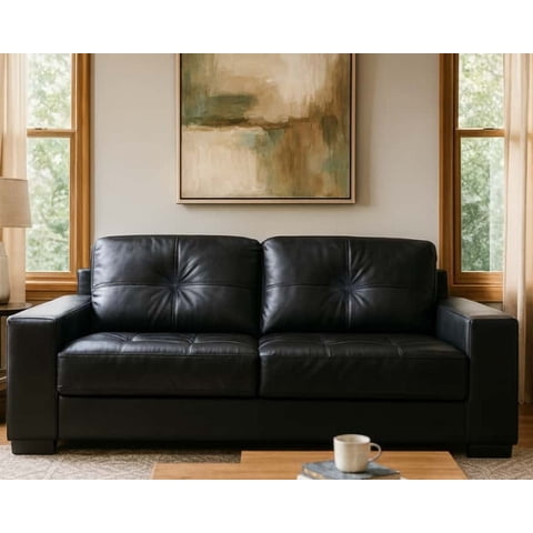 Amuv - Sofa De Cuero Ferrara 200 Cm Negro