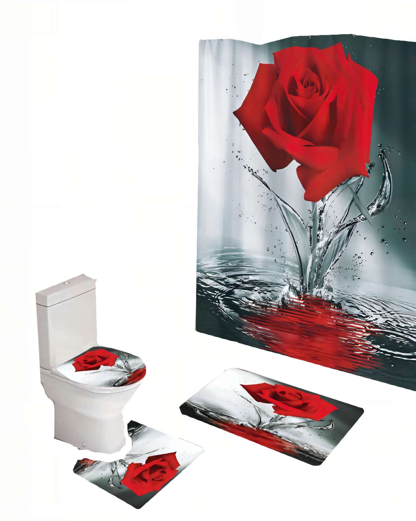 Genérico - Set De 4 Piezas Para Baño Con Estampado 12
