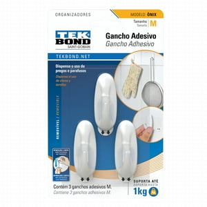 Ganchos Adhesivos Plástico Onix Blanco M - 1Kg 3Un. - Tekbond