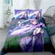 thumbnail image 1 of Keqing Bedding Set Genshin Impact Game Bed Linen Quilt Soft Duvet Cover Sets Home Room Decor Size Purple Bed Sheets, 1 of 5