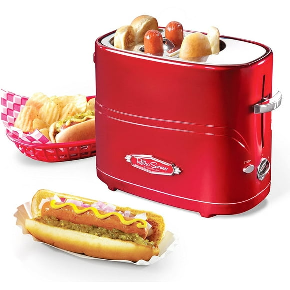 Nostalgia Pop-Up 2 Hot Dog and Bun Toaster With Mini Tongs Works with Chick