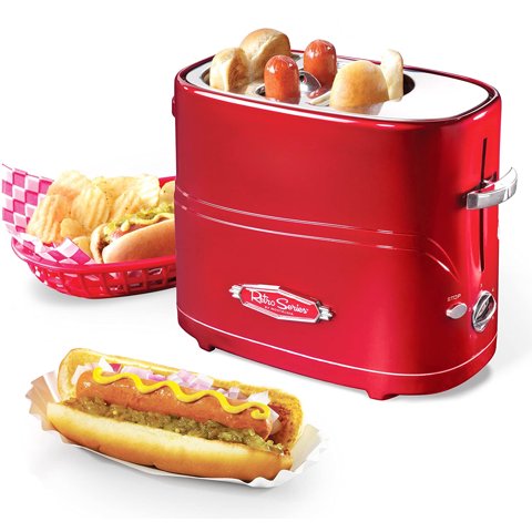 Nostalgia Pop-Up 2 Hot Dog And Bun Toaster With Mini Tongs Works With Chick