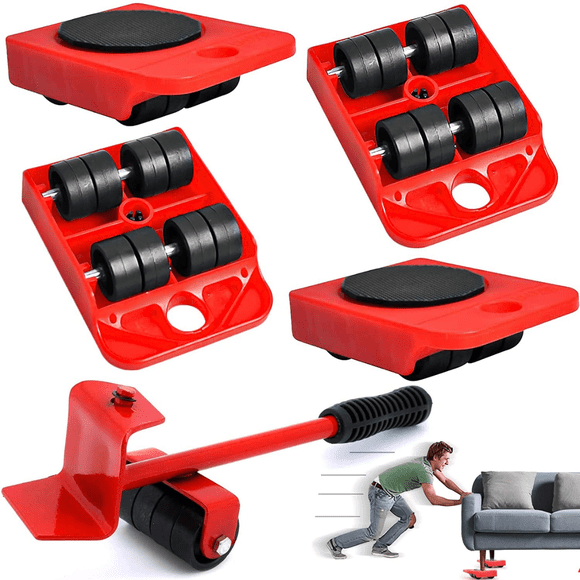 Set Elevador Y Mover Muebles Rodillos 5pzas Con Ruedas 150kg