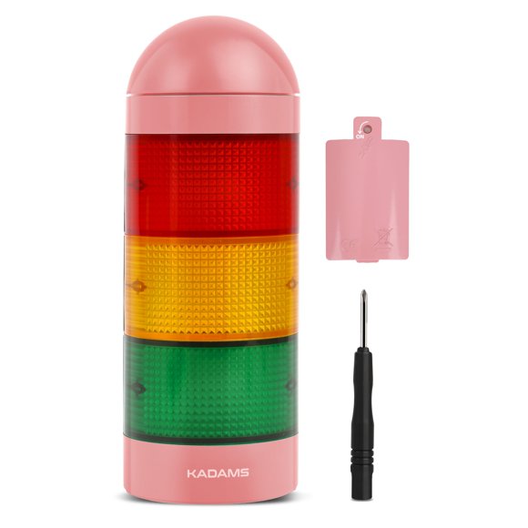 Temporizador Visual KADAMS Rosa con Luz de Semáforo y Alarma de Audio