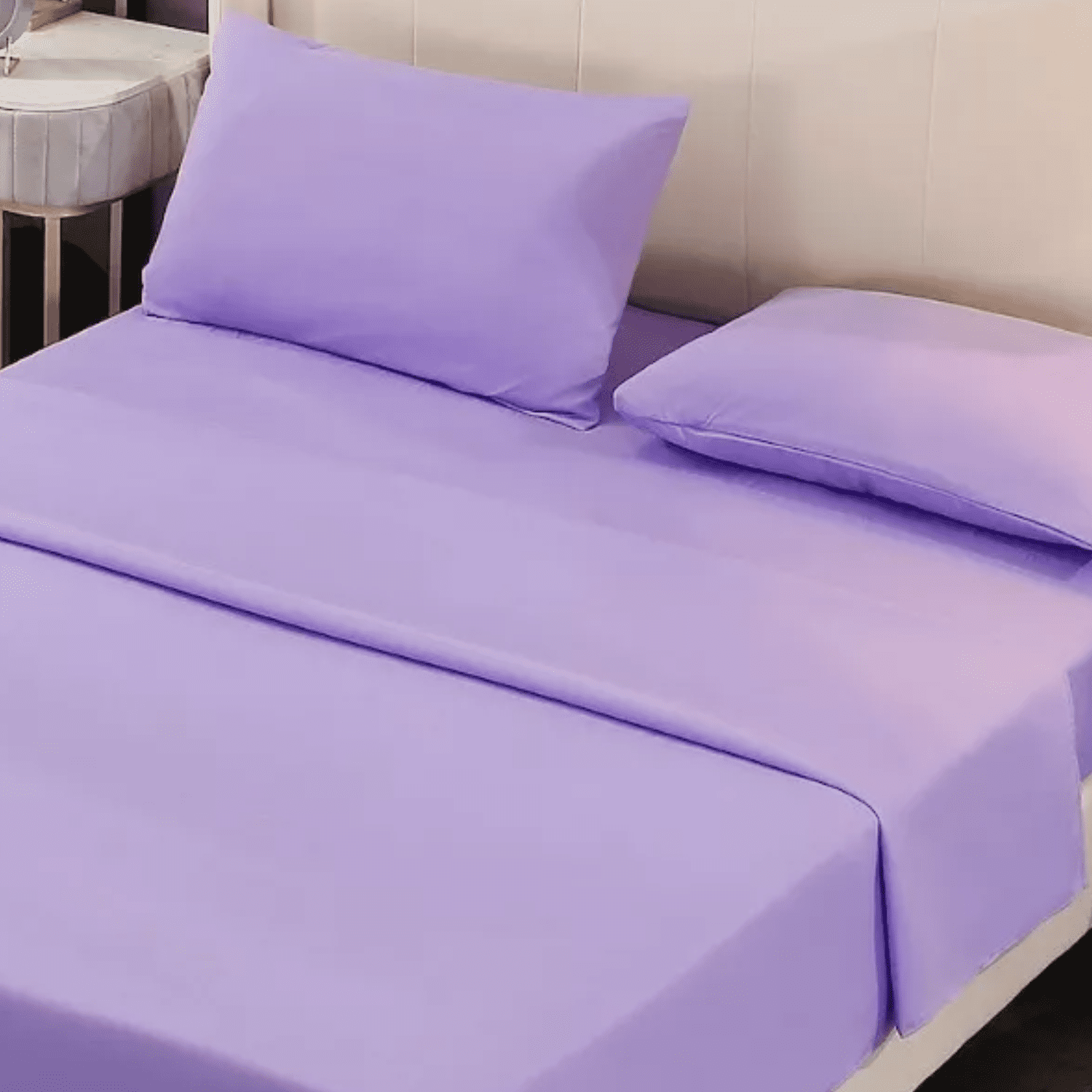 Importclick - Juego Sábanas Algodón Poliéster 200 Hilos + 2 Fundas 2 Pl Lila