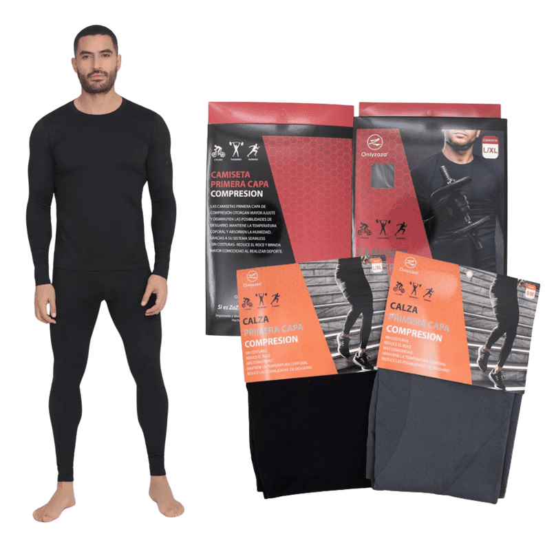 Genérico - Set Conjunto Primera Capa Hombre, Camiseta Y Calza Compresion Térmicos