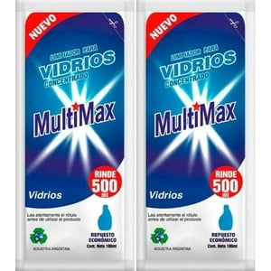 Multimax - Limpia Vidrios Para Diluir Rimde 500Ml X 100Ml Pack 2 Unudades