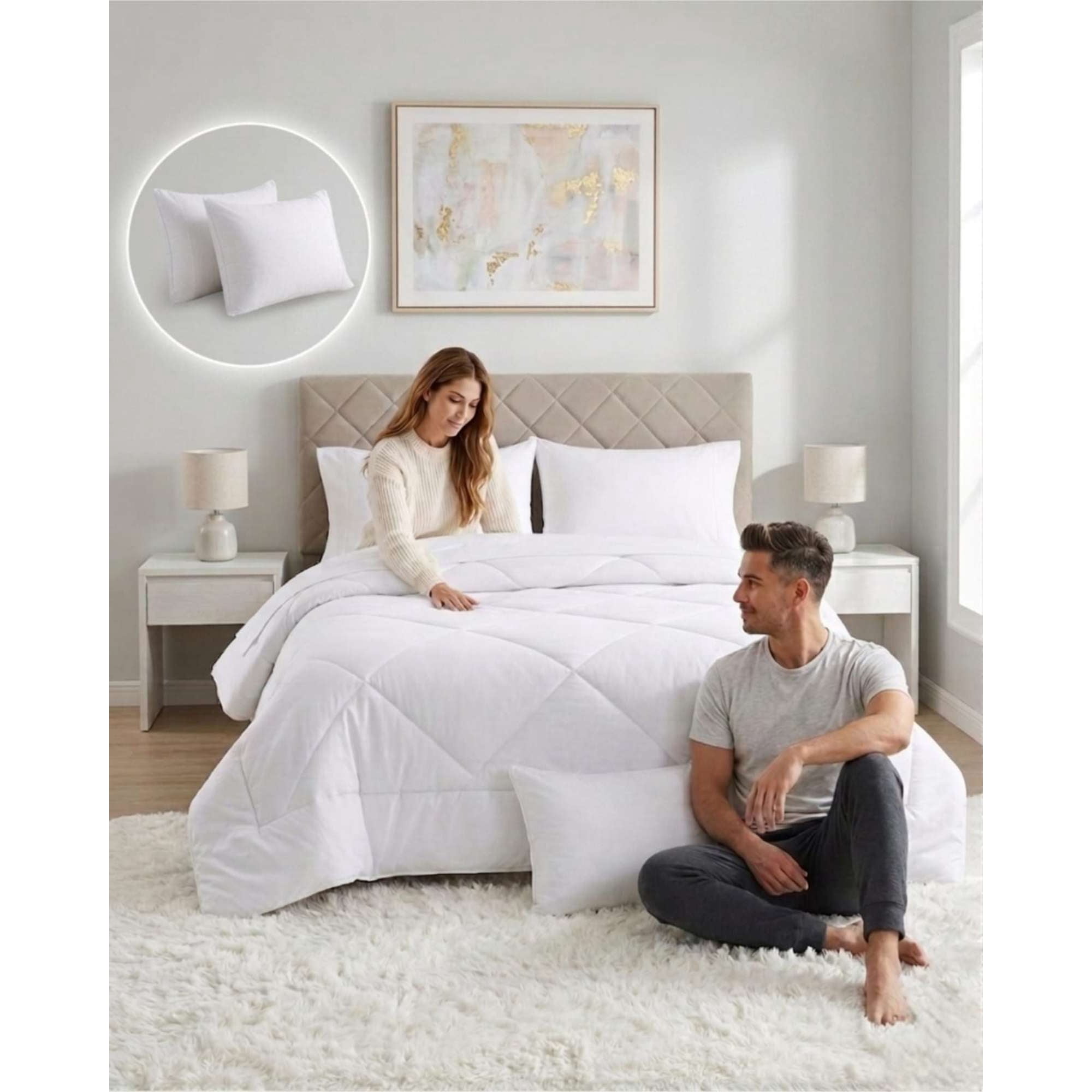 Genérico - Set Plumón Nórdico Sábanas Y Almohadas Descanso Premium Super King