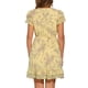 thumbnail image 3 of INSPIRE CHIC Vestido de Chifón Floral con Volantes, Manga con Volantes, Escote en V con Lazo, por Encima de la Rodilla, Línea A para Mujer, Regreso a Clases, L Amarillo Claro, 3 of 6
