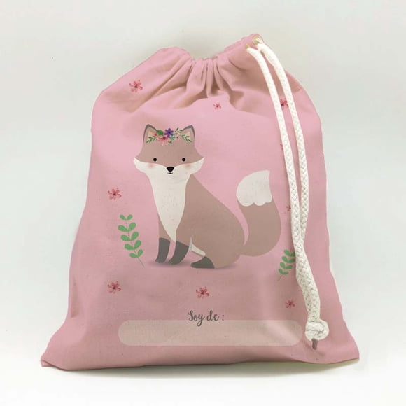 Bolsa Muda Impermeable Escolar, Jardín Infantil, Sala cuna, Colegio. Modelo Zorrita.