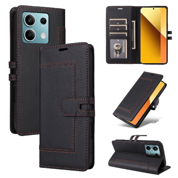 Premium Wallet Case for Xiaomi Redmi Note 13 Pro 5G with Card Slots & Kickstand, Flip Cover Black