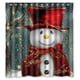 thumbnail image 1 of Cortina de ducha navideña con diseño de muñeco de nieve y ganchos, tamaño 66 x 72 pulgadas, 1 of 3