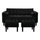 thumbnail image 1 of Sofa Retro 3c + 2 Pouf Felpa 00 Negro, 1 of 6