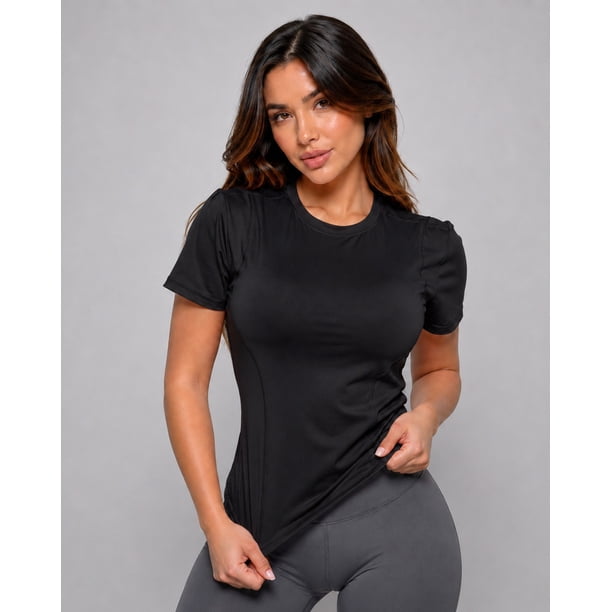 Polera Deportiva Para Mujer Ajustada Elasticada Gym Fitness