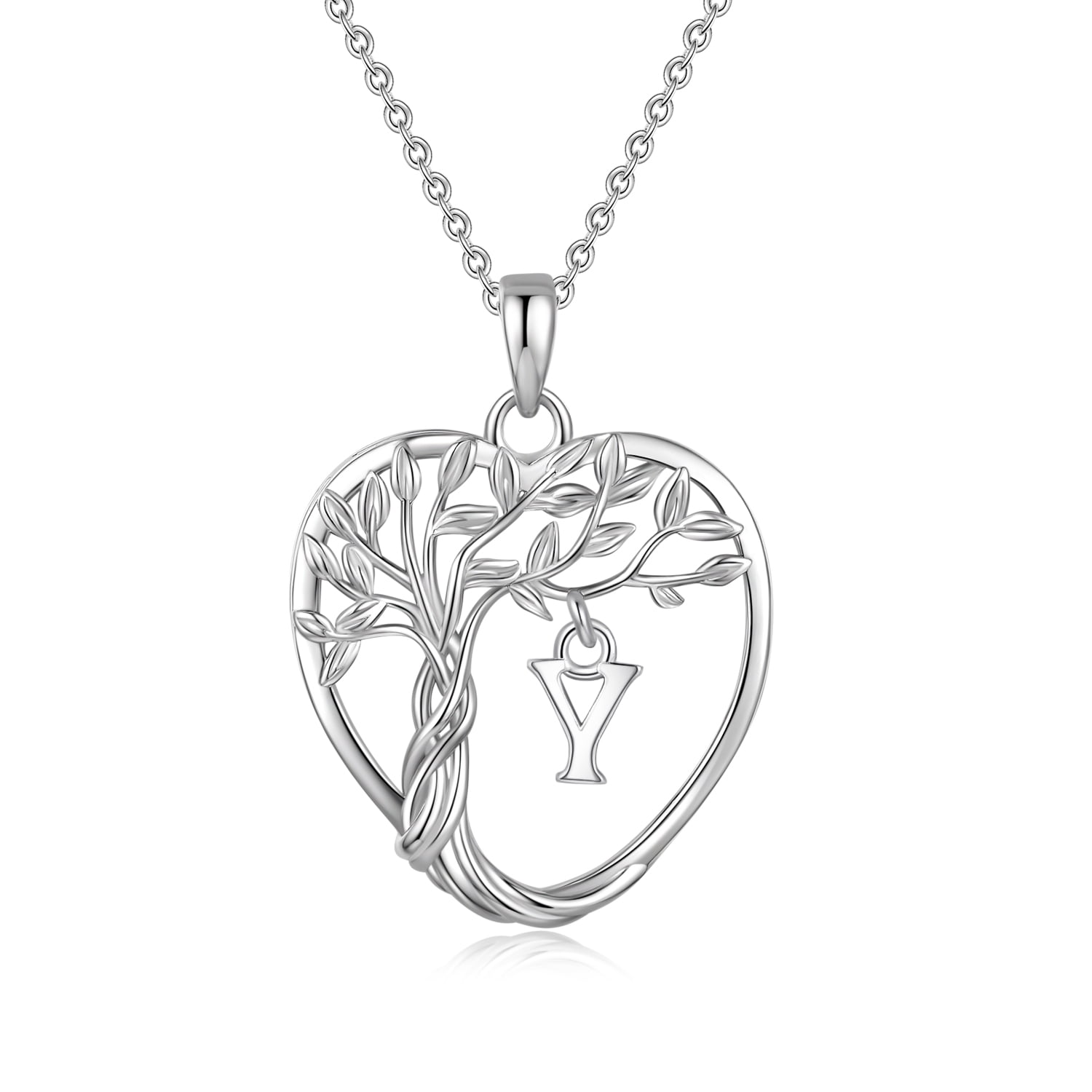 Heshpaws 925 Collar De Árbol Eterno De La Vida De Plata De Ley Para Mujeres A-z Carta Inicial Collar, Regalo De Joyería De Cumpleaños Aniversario