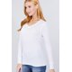 thumbnail image 3 of Saronite Camiseta Térmica Básica de Algodón Acanalado, de Manga Larga y Cuello en V, Color Blanco (para Mujer), 3 of 4