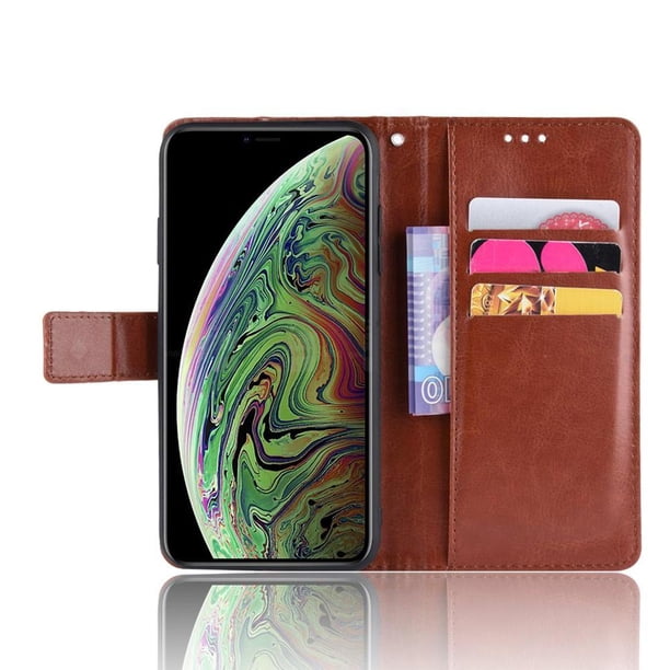 Funda tipo libro para iPhone X/XS, cartera todo‑en‑uno, funda multifuncional con tarjetero y correa de muñeca desmontable