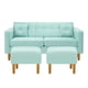 thumbnail image 1 of Sofa New Retro 3c + 2 Pouf Felpa 04 Verde Agua, 1 of 6
