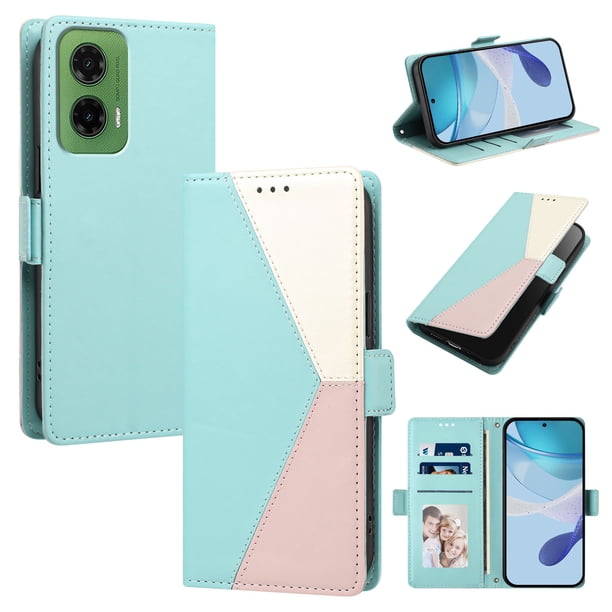 Funda Cartera para Motorola Moto G35 con Cierre Magnético, Tricolor, Verde