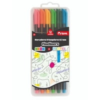 Set De 12 Marcadores Triangulares Fineliner Colores Pasteles Y Neón  Torre