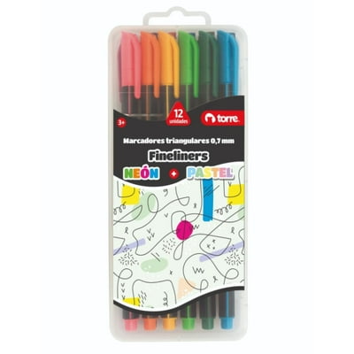 Set Fineliner 12 Colores Pasteles Y Neón/ Producto Surtido  Torre