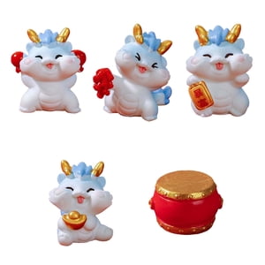 Magideal - 5 Piezas Estatua De Dragón Colección De Adornos De Escritorio Escultura De Mesa De Dibujos Animados Decoración Del Salpicadero Del Coche Para Estante