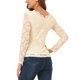 thumbnail image 3 of INSPIRE CHIC Blusa de Encaje Floral de Halloween para Mujer con Cuello en V y Manga Larga con Ribete Festoneado S Beige, 3 of 7
