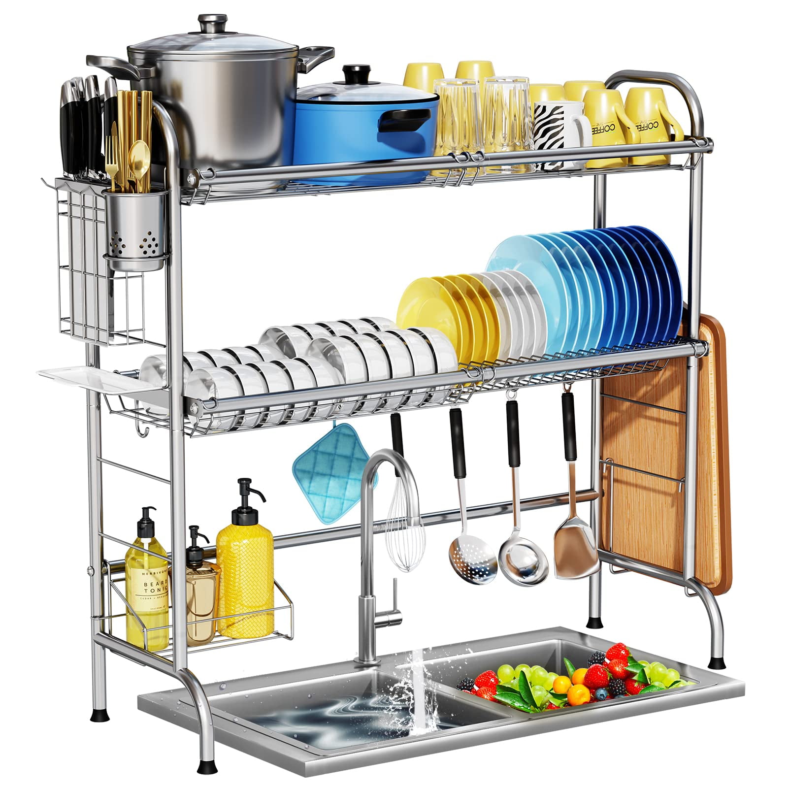 Estante Para Secar Platos Sobre El Fregadero Howdia De Acero Inoxidable De 2 Niveles