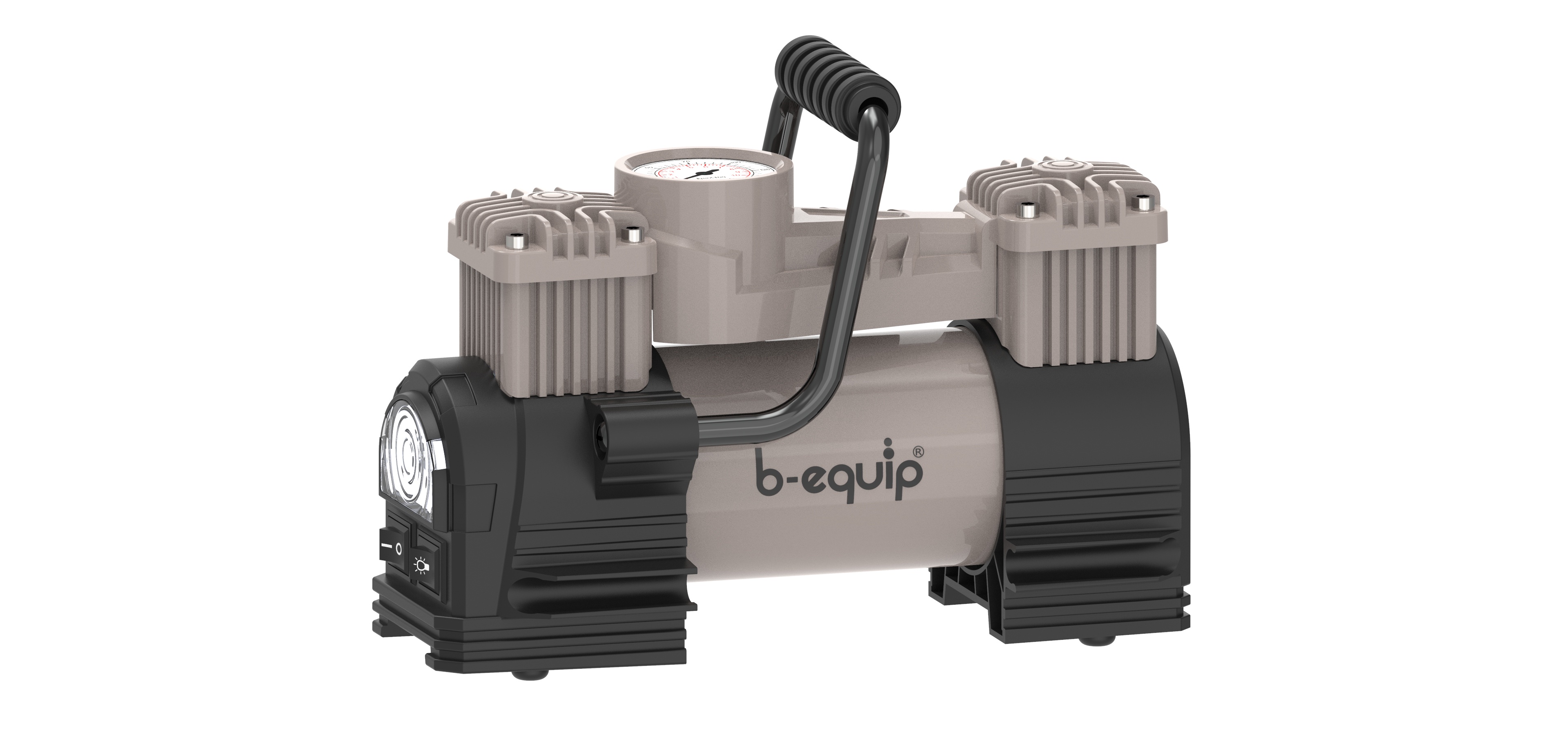 B-Equip - Compresor Aire Llanta Carro Moto Inflador Recargable 200P Color Negro 12V 2 Pistones