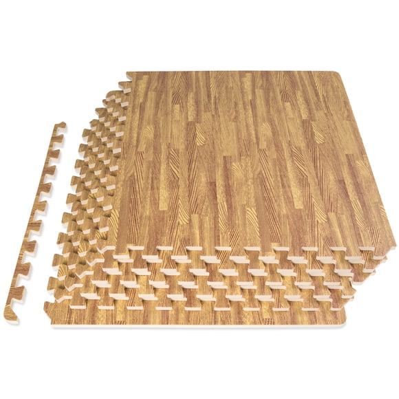 Alfombrilla de suelo ProSourceFit con grano de madera, 6 baldosas, 24 pies cuadrados