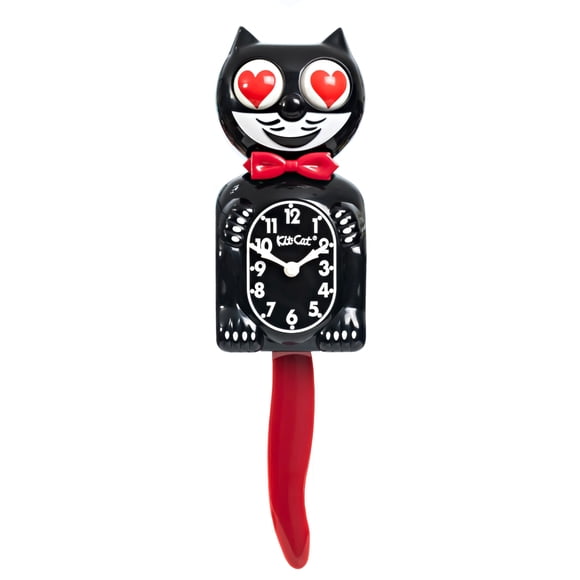 Reloj de pared Kit Cat Klock Crimson Royale con ojos de corazón 39 cm
