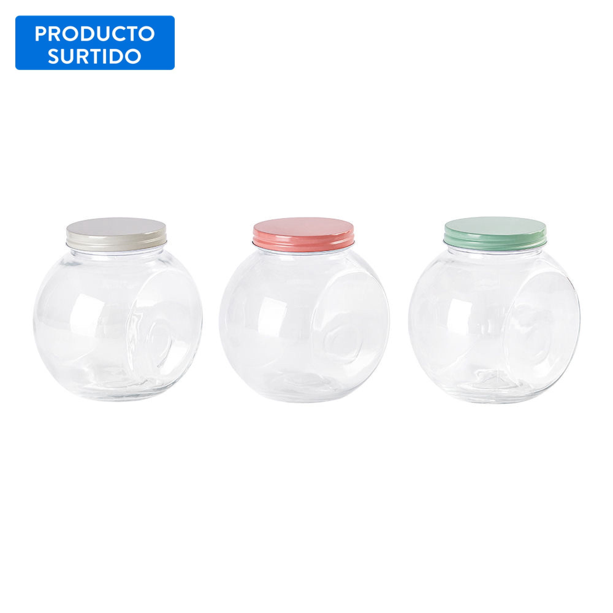 Haus - Canister Galleta Vidrio 2l 2 Piezas, Color Surtido