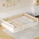 thumbnail image 1 of Wood Full Size Upholstered Platform Bed with Guardrail and Pillow, Beige, 1 of 3
