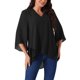 thumbnail image 1 of INSPIRE CHIC Blusa de Mujer con Mangas de Campana 3/4, Cuello en V, Dobladillo Asimétrico, Casual y Elegante, Talla S, Negro, 1 of 5