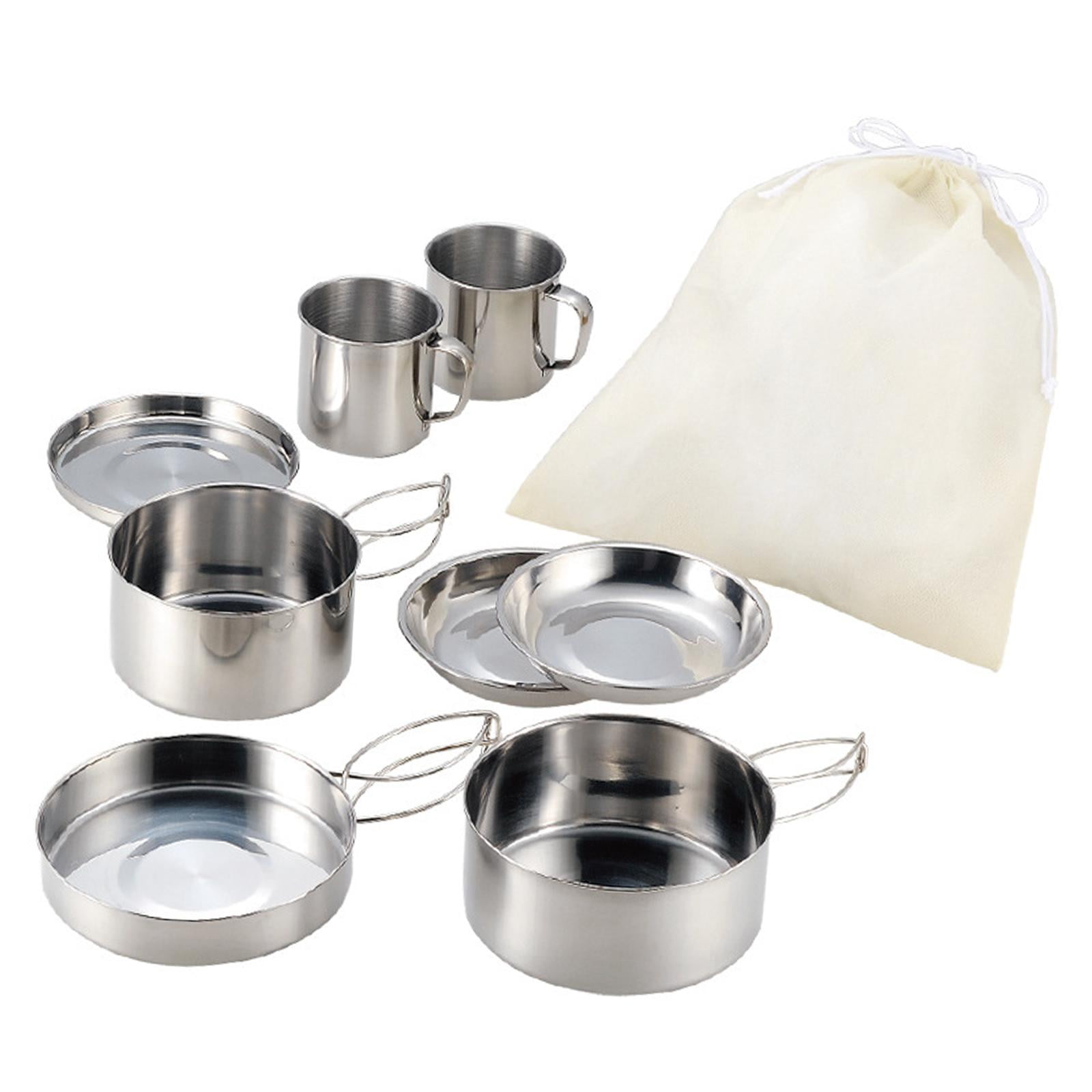 Magideal - 8x Utensilios De Cocina Para Acampar, Juego De Cocina, Juego De Cocina Antiadherente Ligero Para Exteriores, Platos Y Tazas, Juego De Cocina Para Pesc