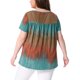 thumbnail image 3 of Agnes Orinda Mujeres Tallas Grandes Tops de Escuela Colegio Tie Dye Manga Corta Cuello Redondo Plisado Verano Básico Camisetas 2X Azul Marrón, 3 of 6
