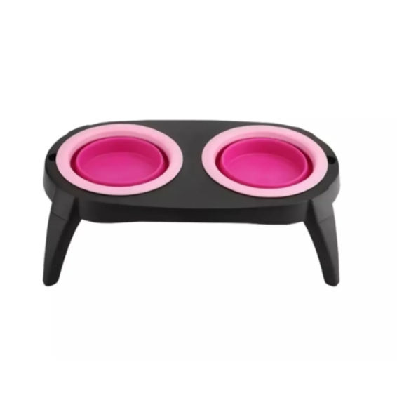 Genérico - Comedero Alto Doble En Silicona Para Mascotas