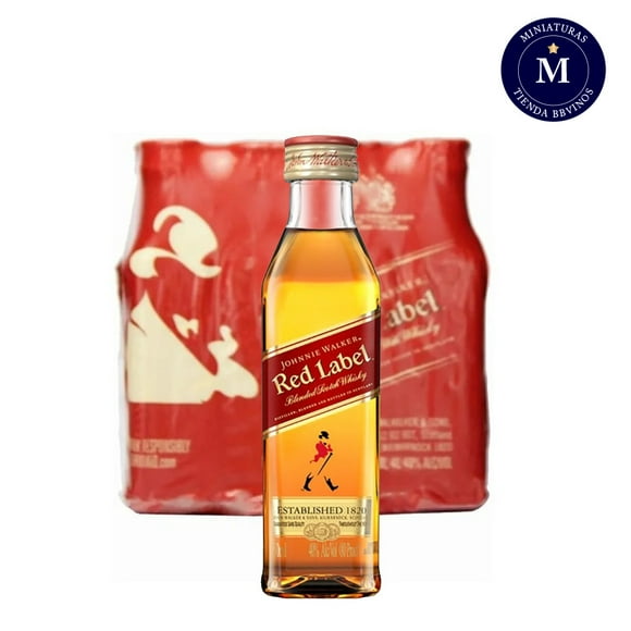 12 Miniaturas Whisky Red Label, Pet, Scotch Whisky, 50 ml, 40%
