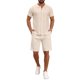 thumbnail image 2 of INSPIRE CHIC Conjuntos de 2 Piezas para Hombre Camisa Polo y Pantalones Cortos Conjuntos Tejidos Estampados XL Beige, 2 of 5