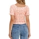thumbnail image 3 of INSPIRE CHIC Blusa campesina floral ajustada para mujer con top corto fruncido elegante Naranja Rosa XL, 3 of 5