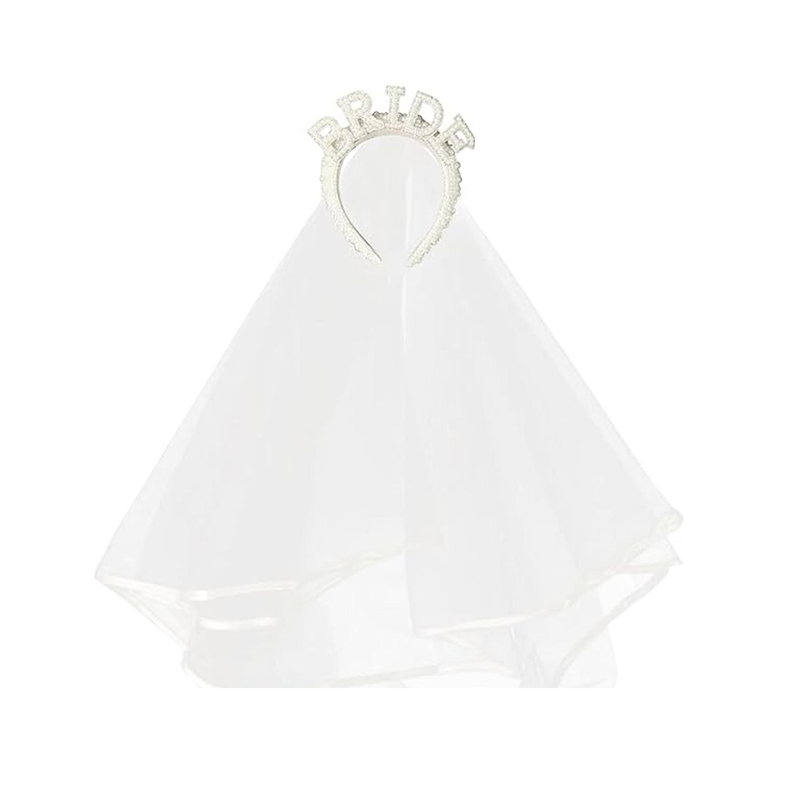 Magideal - Diadema De Novia Con Velo, Velo De Fiesta, Accesorios Para Fotos, Diadema Brillante, Tocado De Novia, Tiara De Diamantes De Imitación Para Compromiso