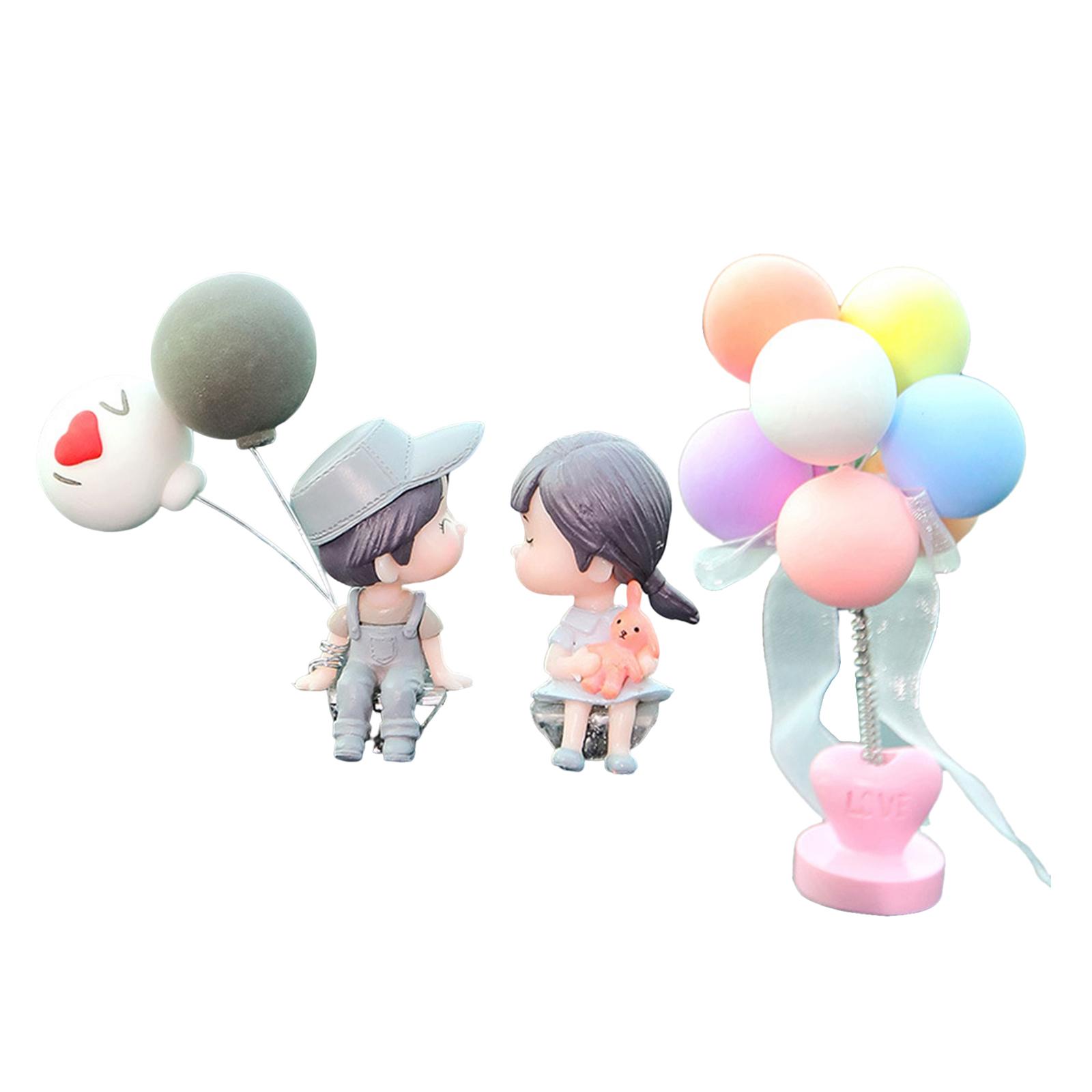 Magideal - Decoraciones Para Salpicadero De Coche, Globo De Primavera Popular A La Moda, Adorno Interior De Coche De Pvc Divertido Para Dormitorio Temático, Chic Muñeca Pareja Gris