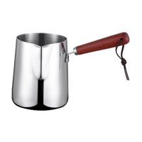Magideal - Cafetera Turca De Acero Inoxidable Con Mango De Madera, Sartén Para Derretir Chocolate, Olla Para Calentar Leche Para Cafetería, Oficina, Restaurante, 1000 Ml