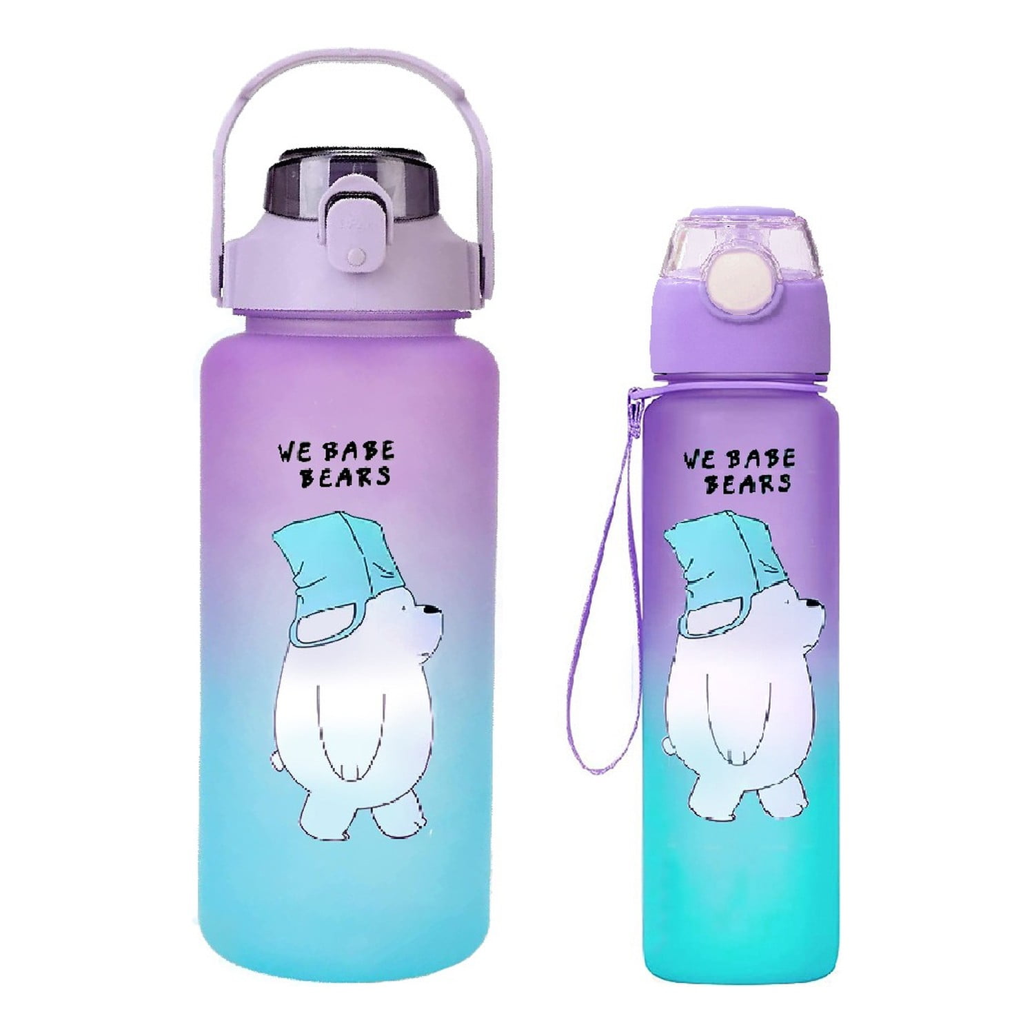 Genérico - Pack 2 Botellas Agua Motivacionales 2l 900ml Morado Turquesa